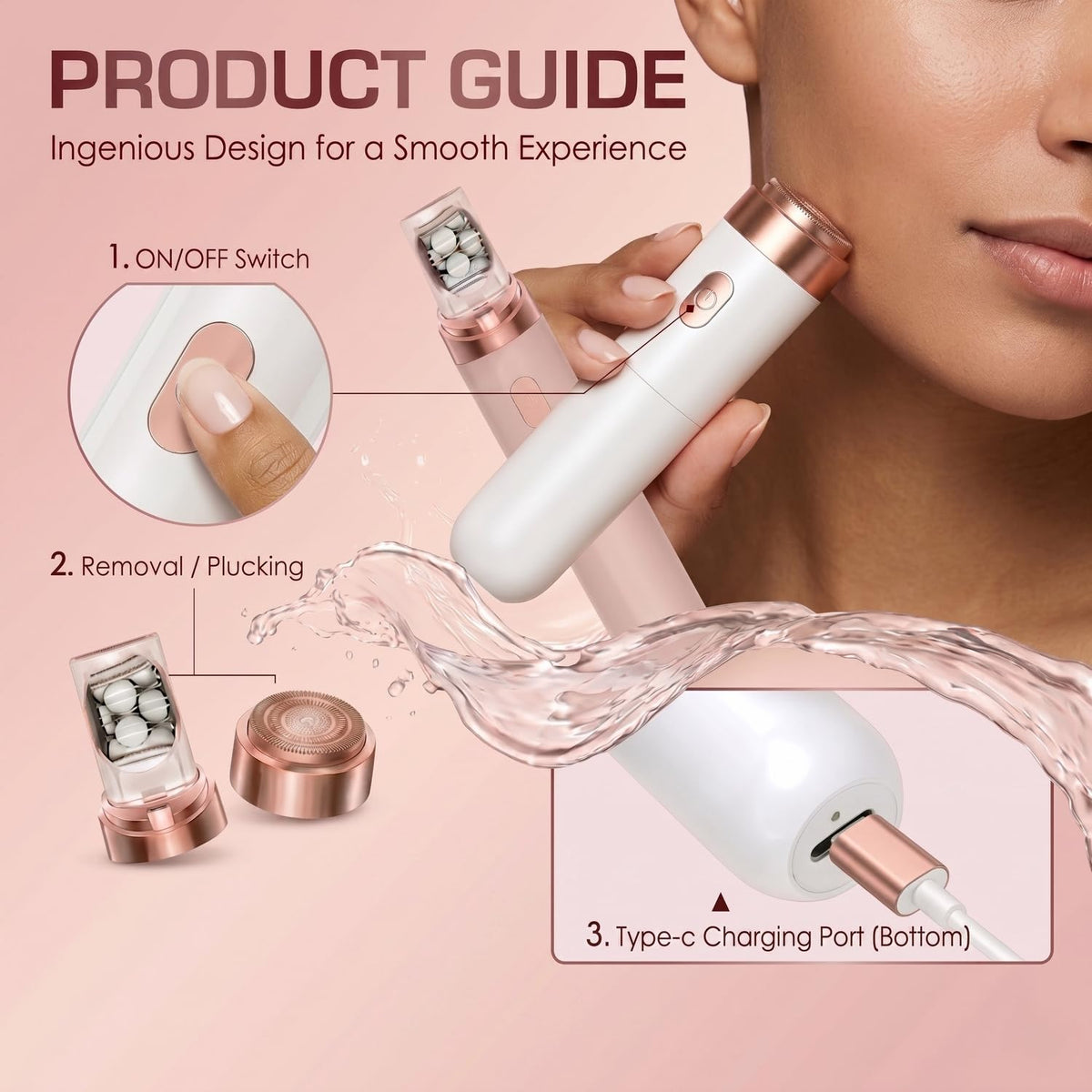 Rechargeable Cordless Electric Facial Epilator F25861