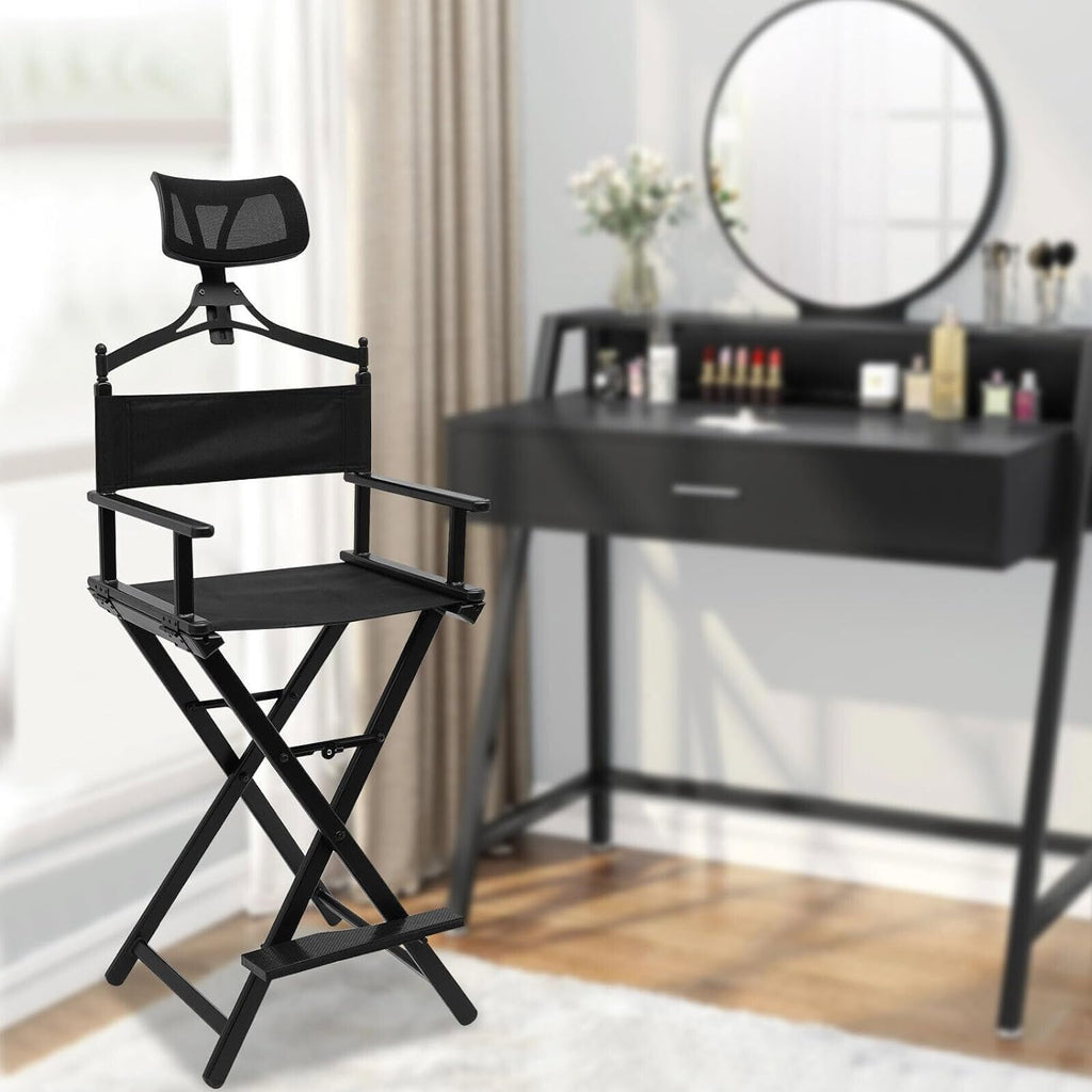 Extra Tall Foldable Makeup Artist Stool Chair with Head Rest H40075