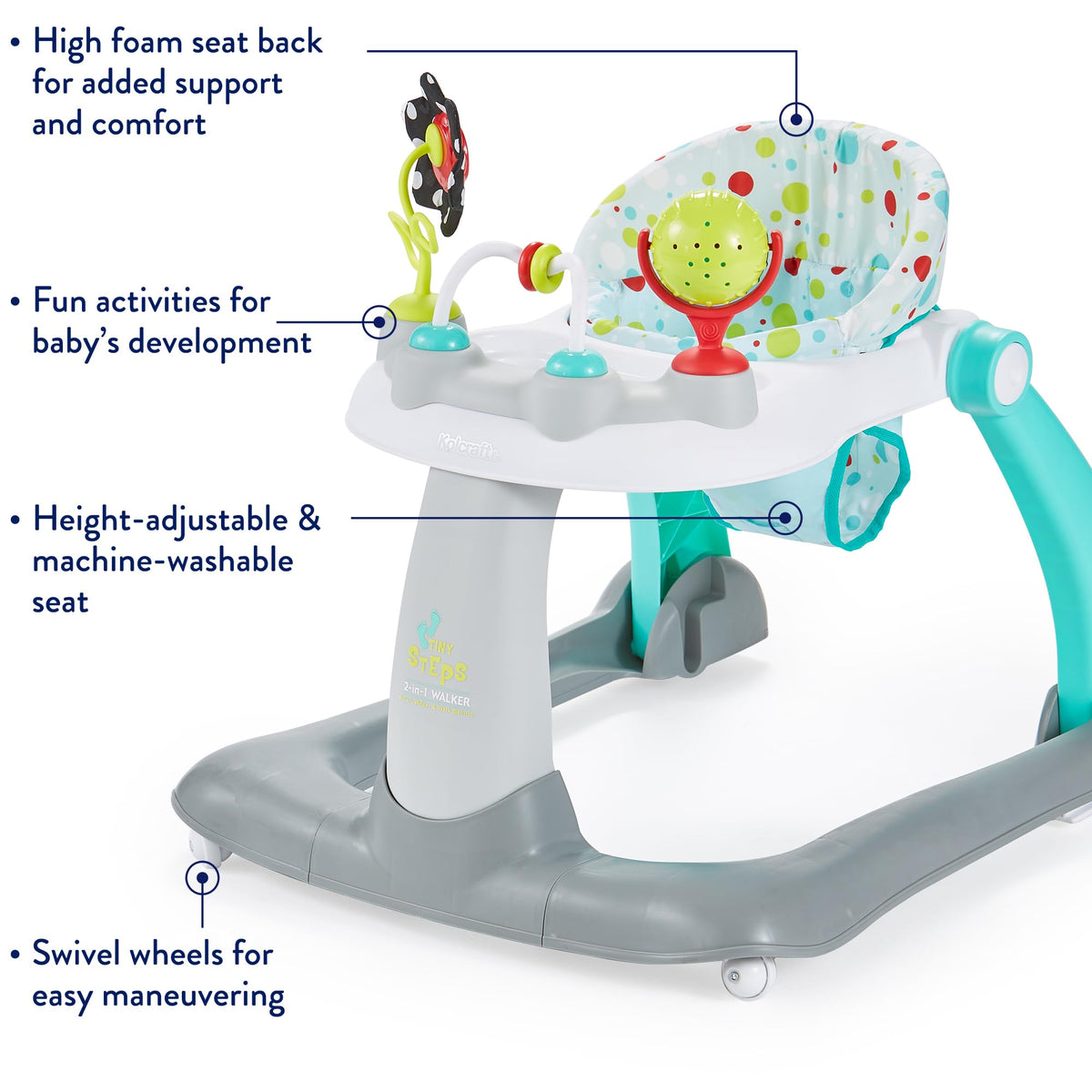 Foldable Adjustable Baby Walker with Wheels A8478