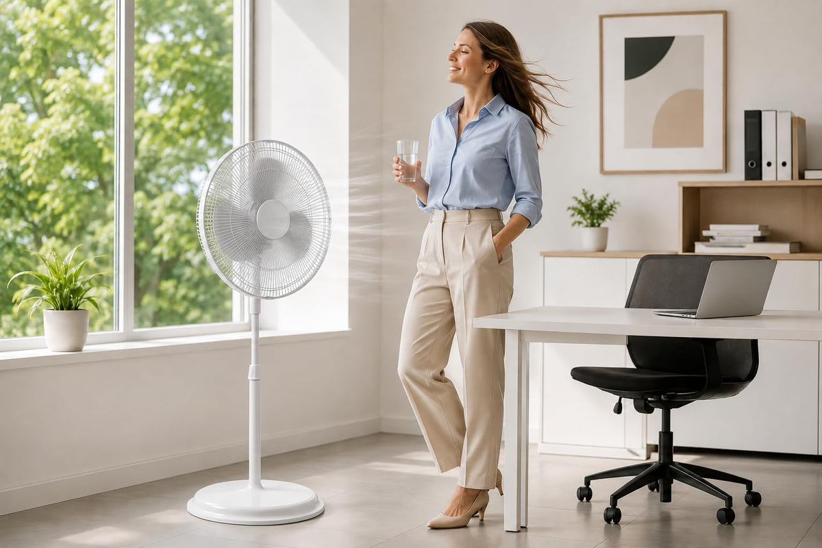 16" Oscillating Standing Pedestal Fan with Adjustable Height Y870873
