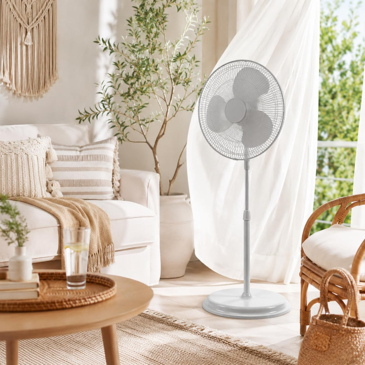 16" Oscillating Standing Pedestal Fan with Adjustable Height Y870873