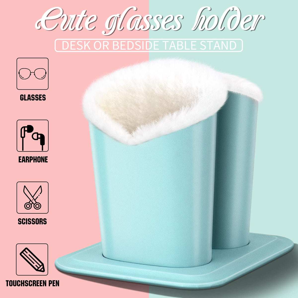 Double Eye Glass Holder Stands with Plush Lining L4883