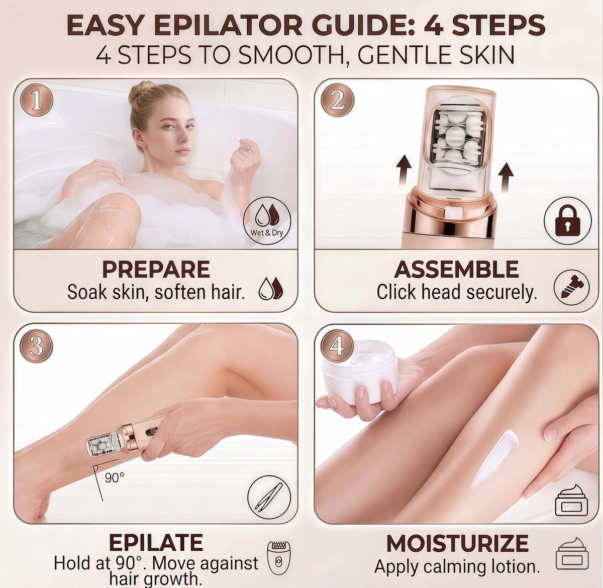 Rechargeable Cordless Electric Facial Epilator F25861