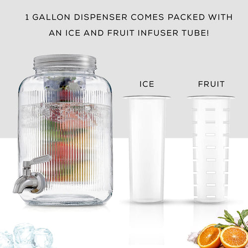 1 Gallon Glass Beverage Dispenser with Stainless Steel Spigot X532