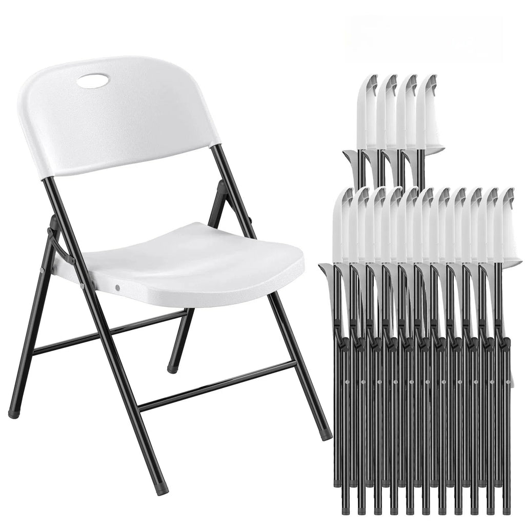 Heavy Duty Plastic Folding Chair with Steel Frame, White, 16 Pack N910368