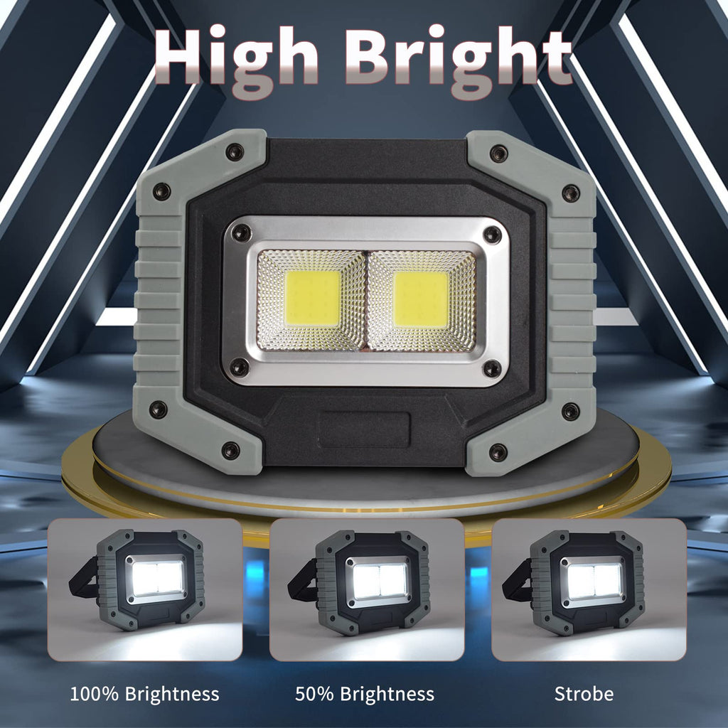 LED Work Light 2-Pack 30W 1500LM Portable Rechargeable Magnetic Base Z307