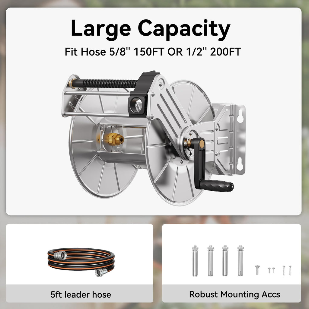 Wall Mounted Stainless Steel Garden Hose Reel C785