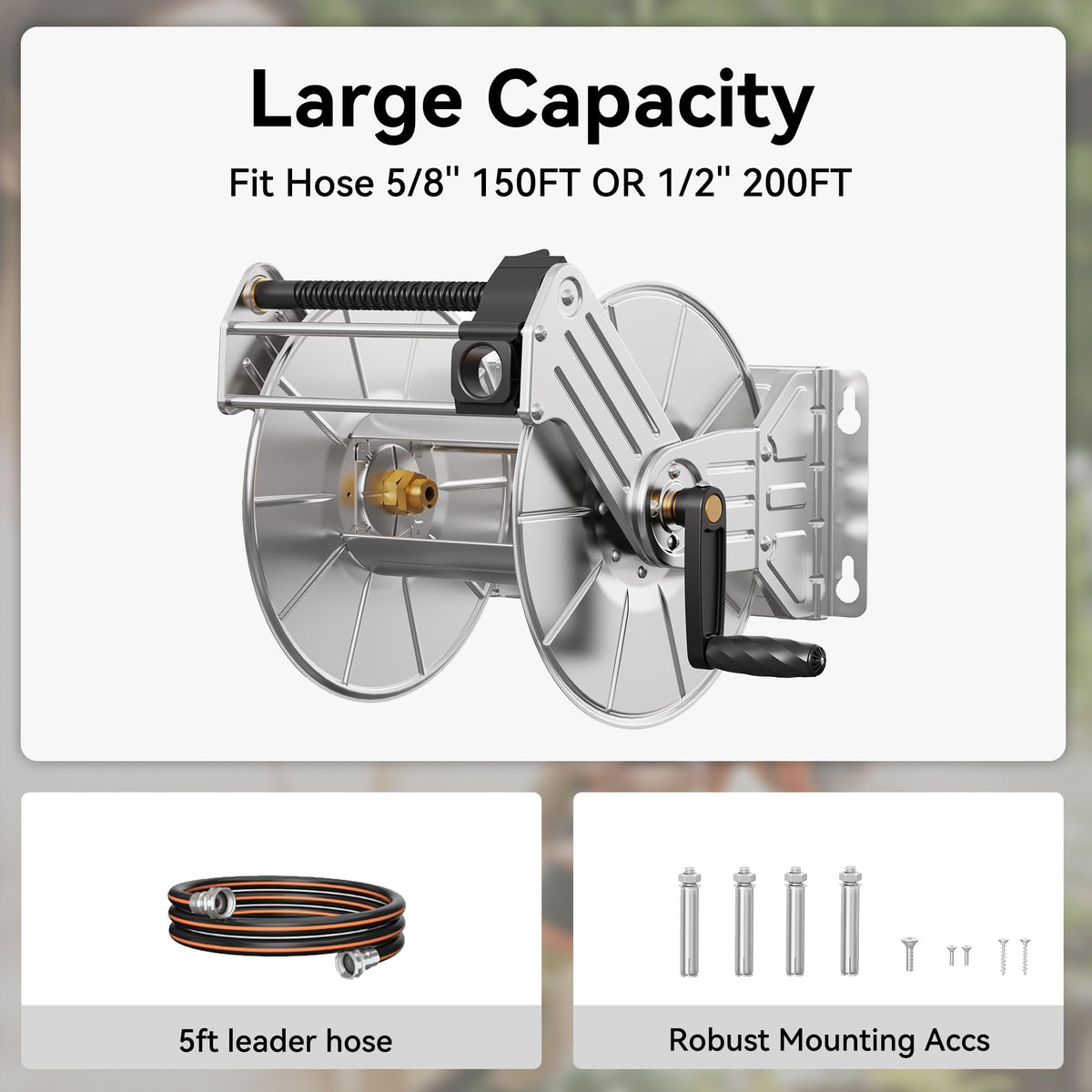 Wall Mounted Stainless Steel Garden Hose Reel C785