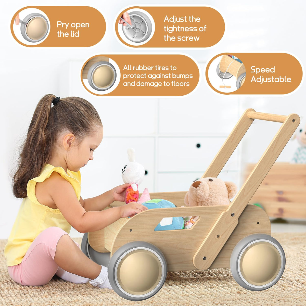 Wooden Baby Push Walker D4388