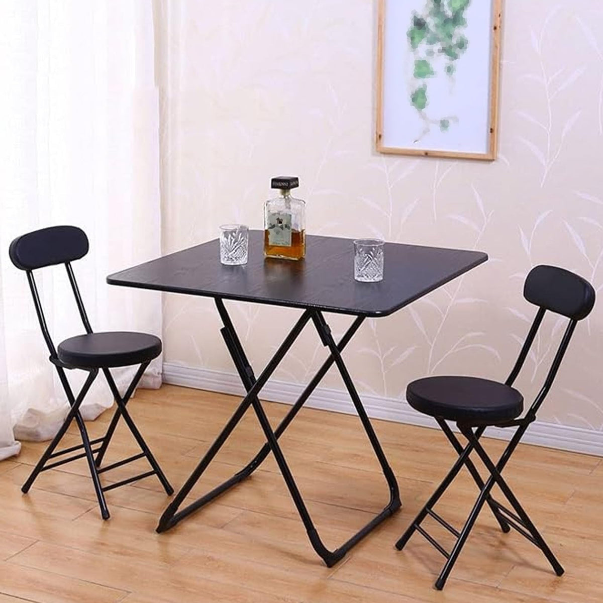 Black Folding Chairs with Cushion 2 Pack H429