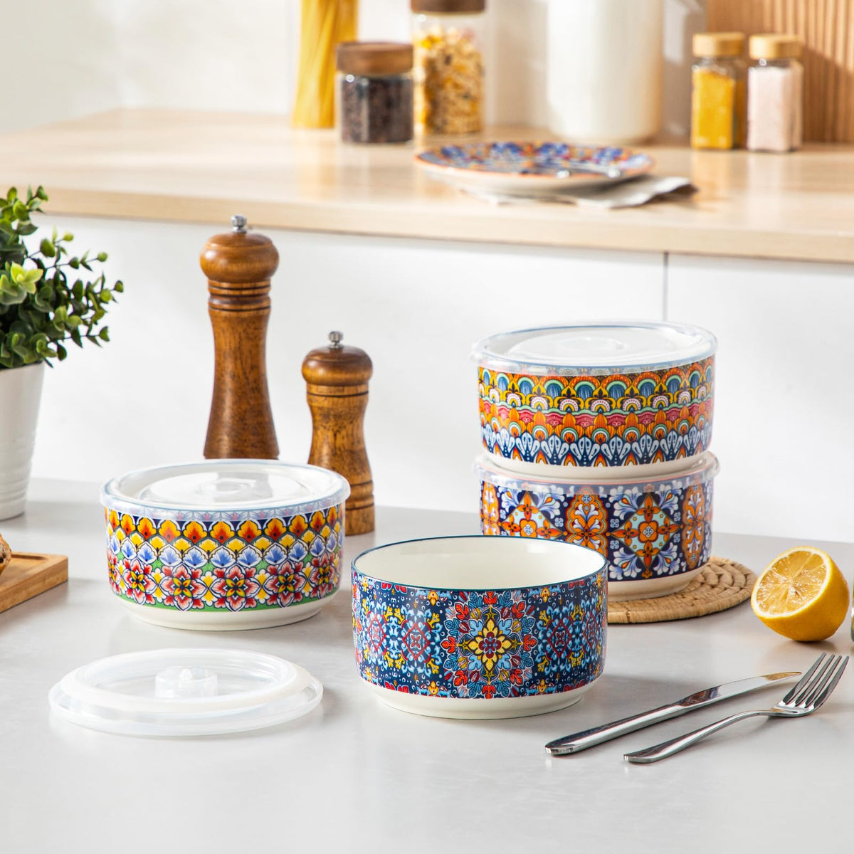 42 oz Ceramic Pasta Bowls Set of 4 W7509