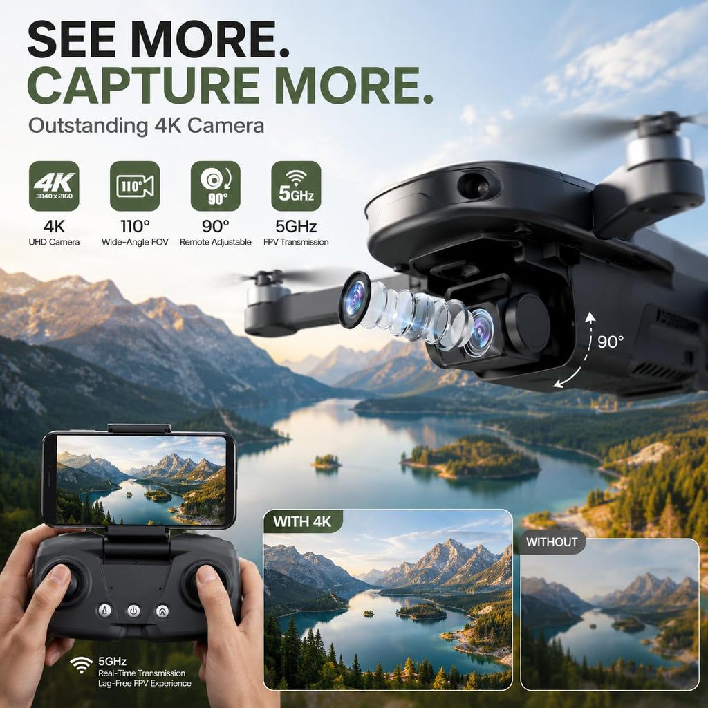 GPS Drone with 4K Camera, Under 249g Foldable RC Quadcopter F1591
