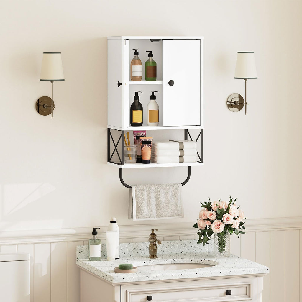 White 2 Door Wall Mounted Bathroom Cabinet with Adjustable Shelf C879