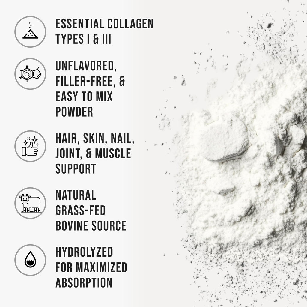 Bovine Collagen Peptides Powder, Hydrolyzed Type I & III, Grass-Fed Unflavored, 2.4lb I3984