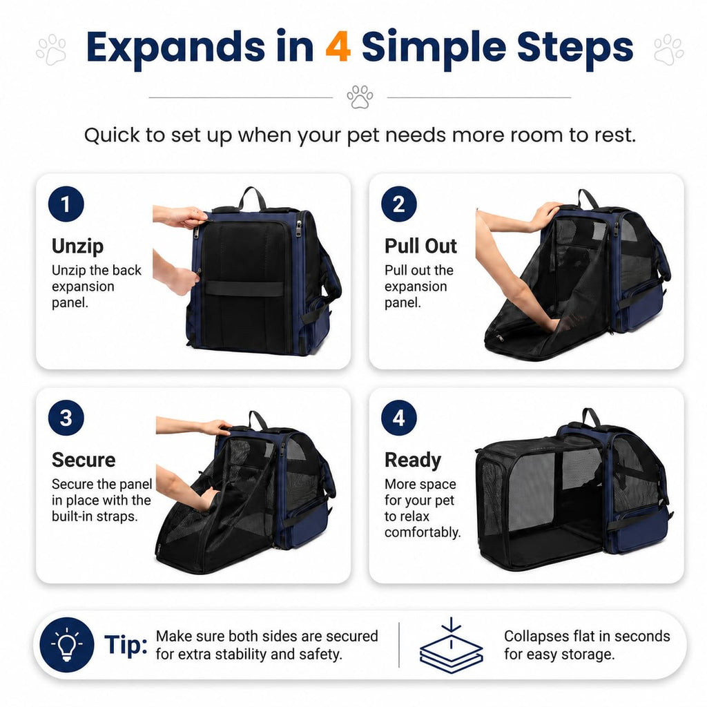 Blue Expandable Cat Carrier Backpack Q74188