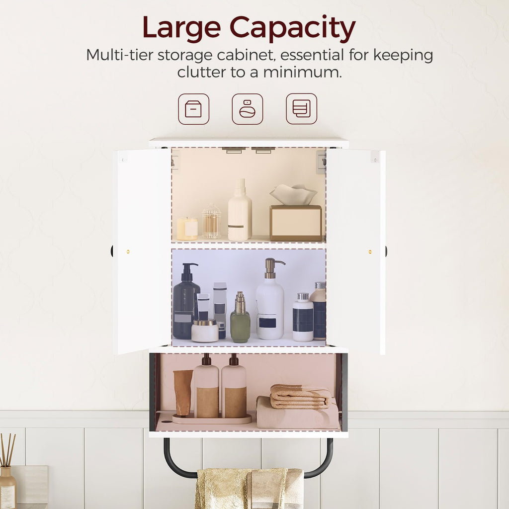 White 2 Door Wall Mounted Bathroom Cabinet with Adjustable Shelf C879