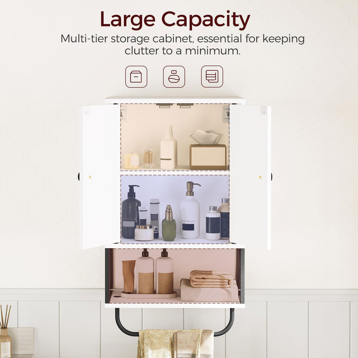 White 2 Door Wall Mounted Bathroom Cabinet with Adjustable Shelf C879