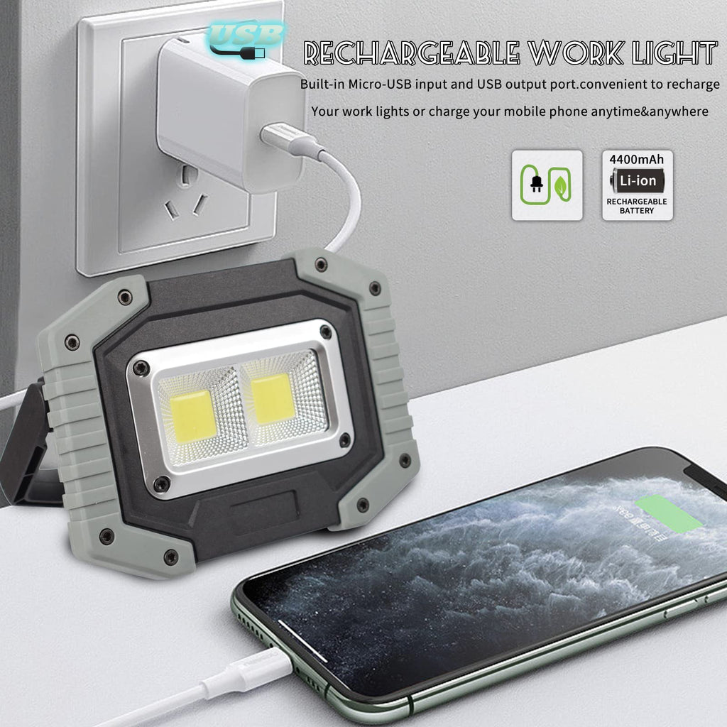 LED Work Light 2-Pack 30W 1500LM Portable Rechargeable Magnetic Base Z307