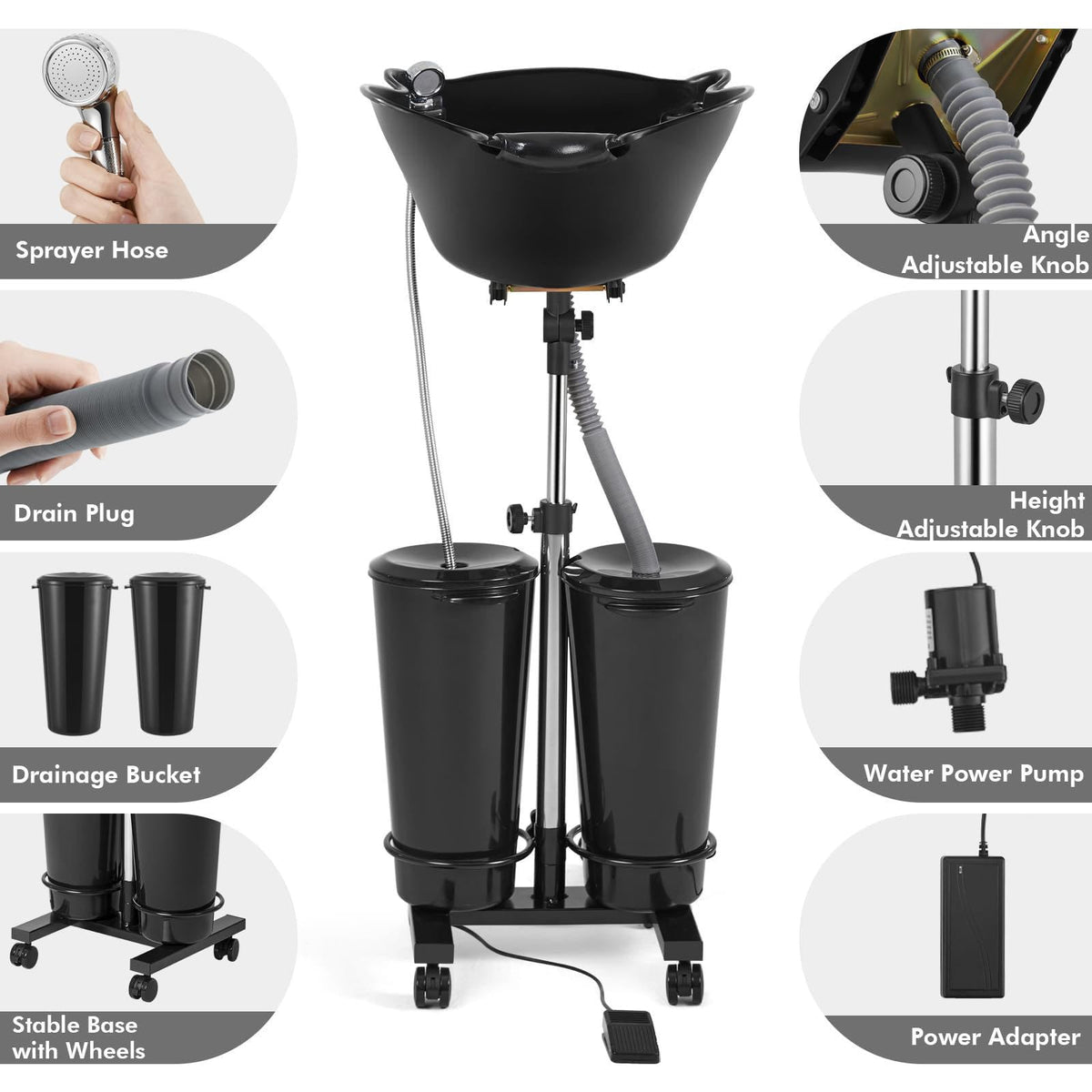 Portable Hair Washing Basin with Electric Pump M116156