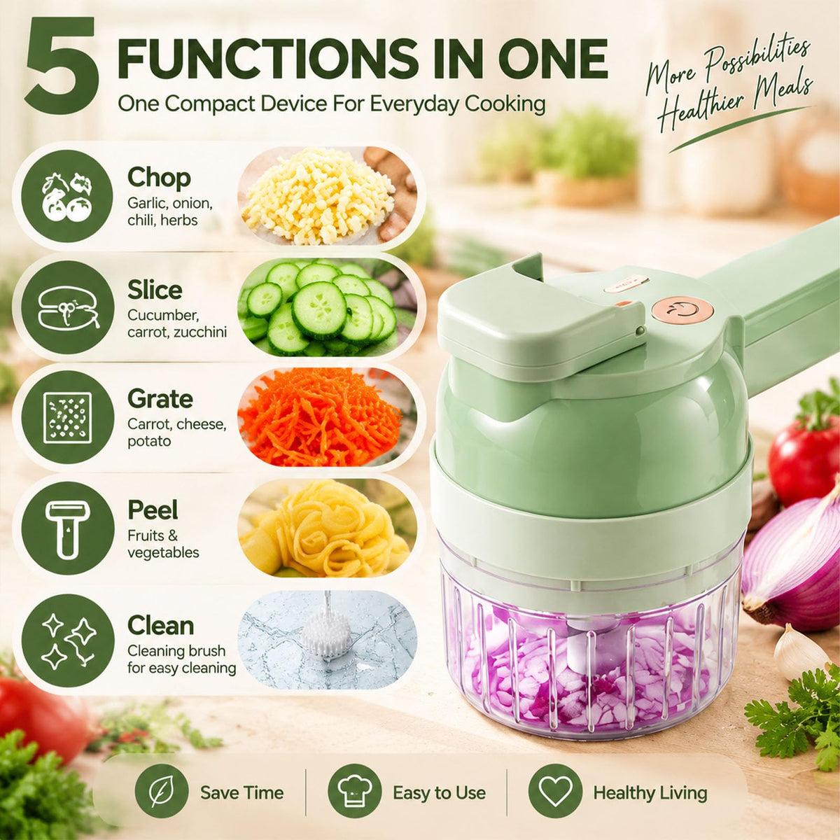 5-in-1 Wireless Electric Vegetable Chopper T83498