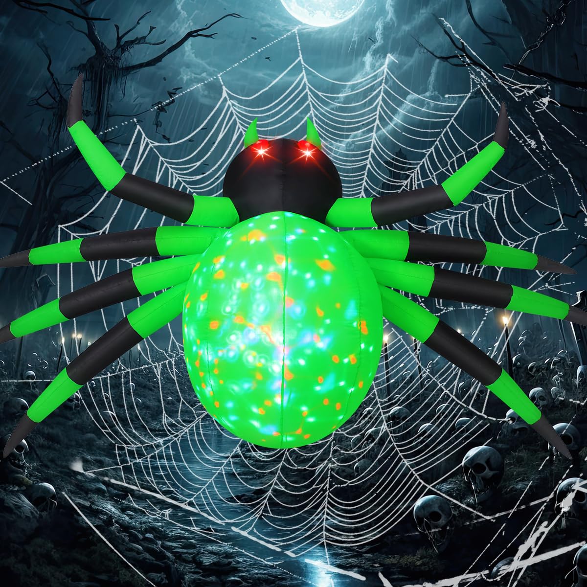 9FT Green Spider Yard Inflatables P6325