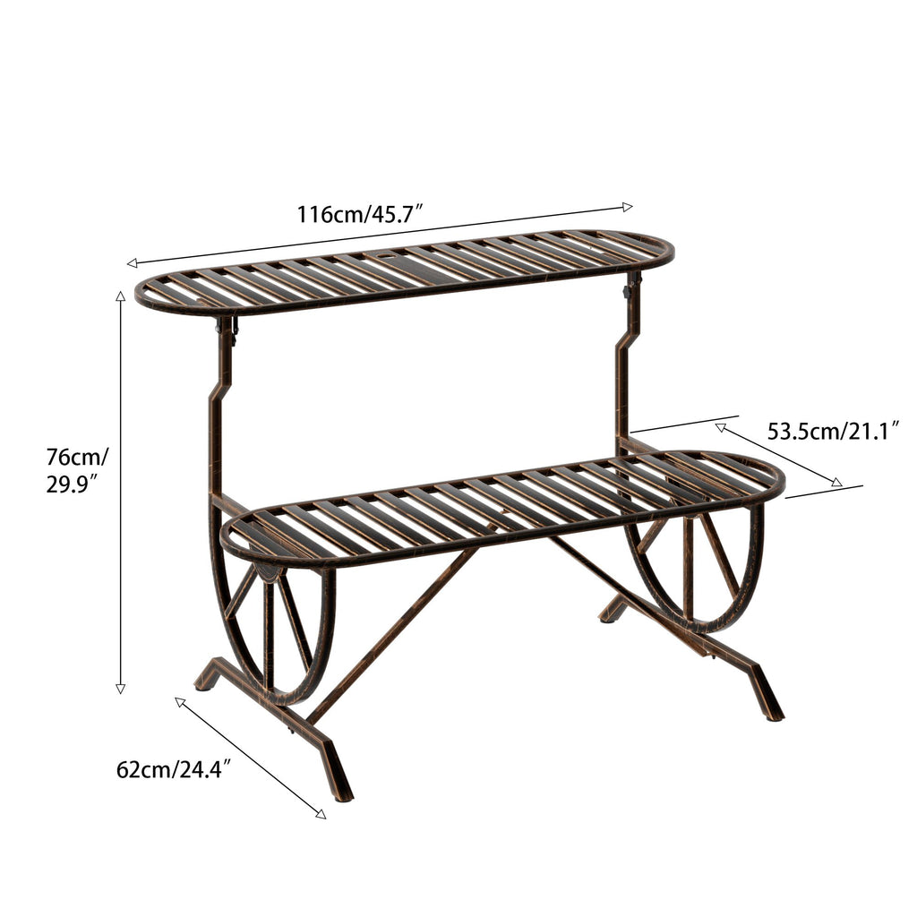 Convertible Outdoor Bench with Cast Iron Wagon Wheel Arms E710