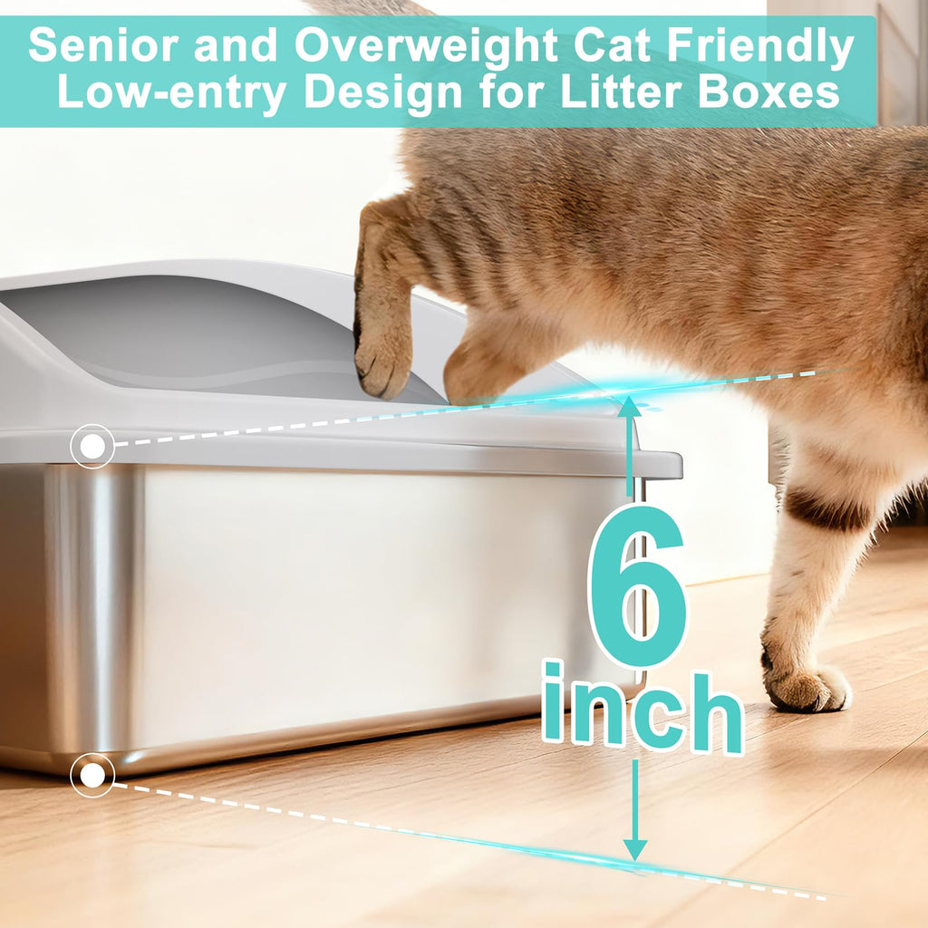 XL Enclosed High Sided Stainless Steel Cat Litter Box with Lid D533844