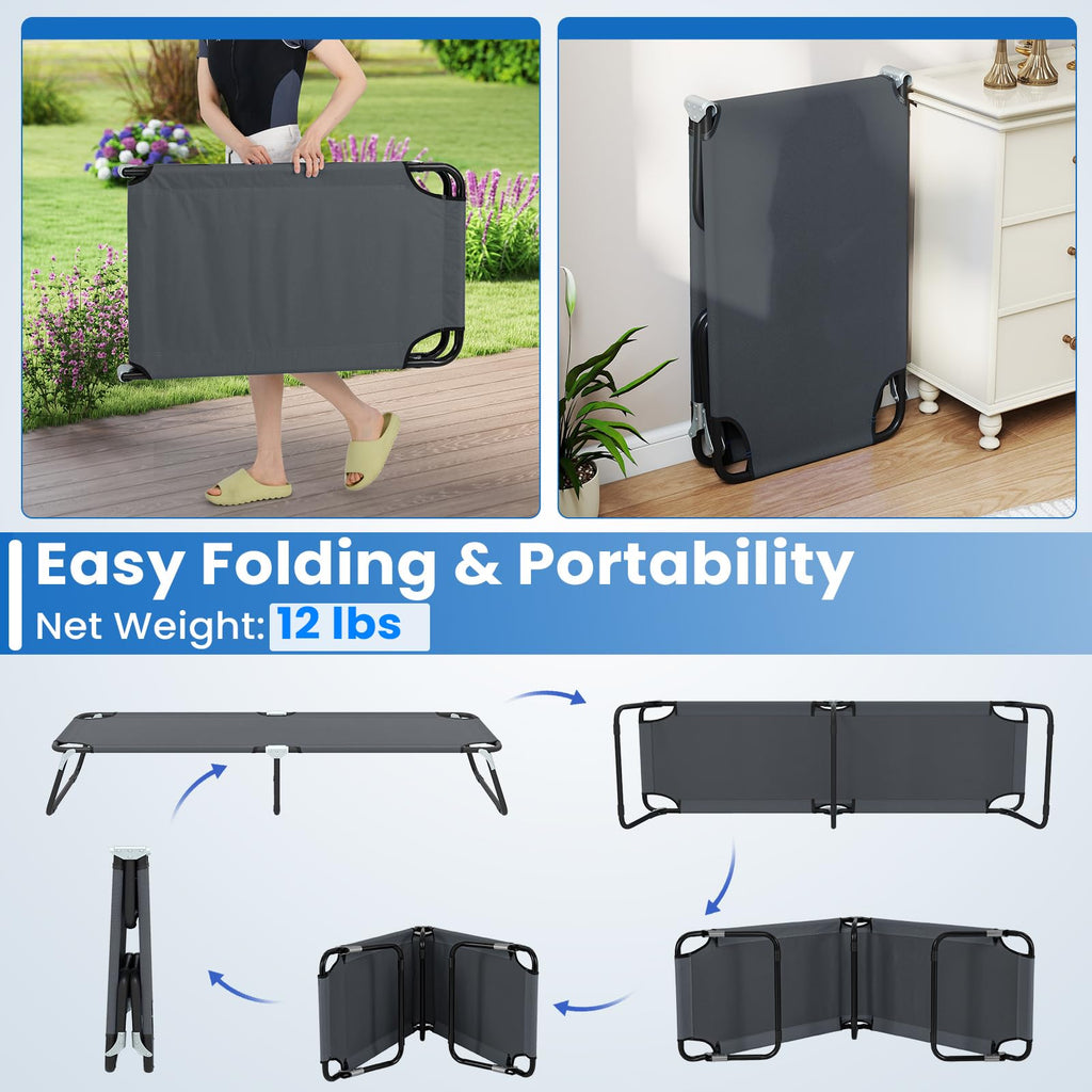 Folding Camping Cot Portable Ultralight Compact Sleeping Cot Bed Oxford Fabric Z16664