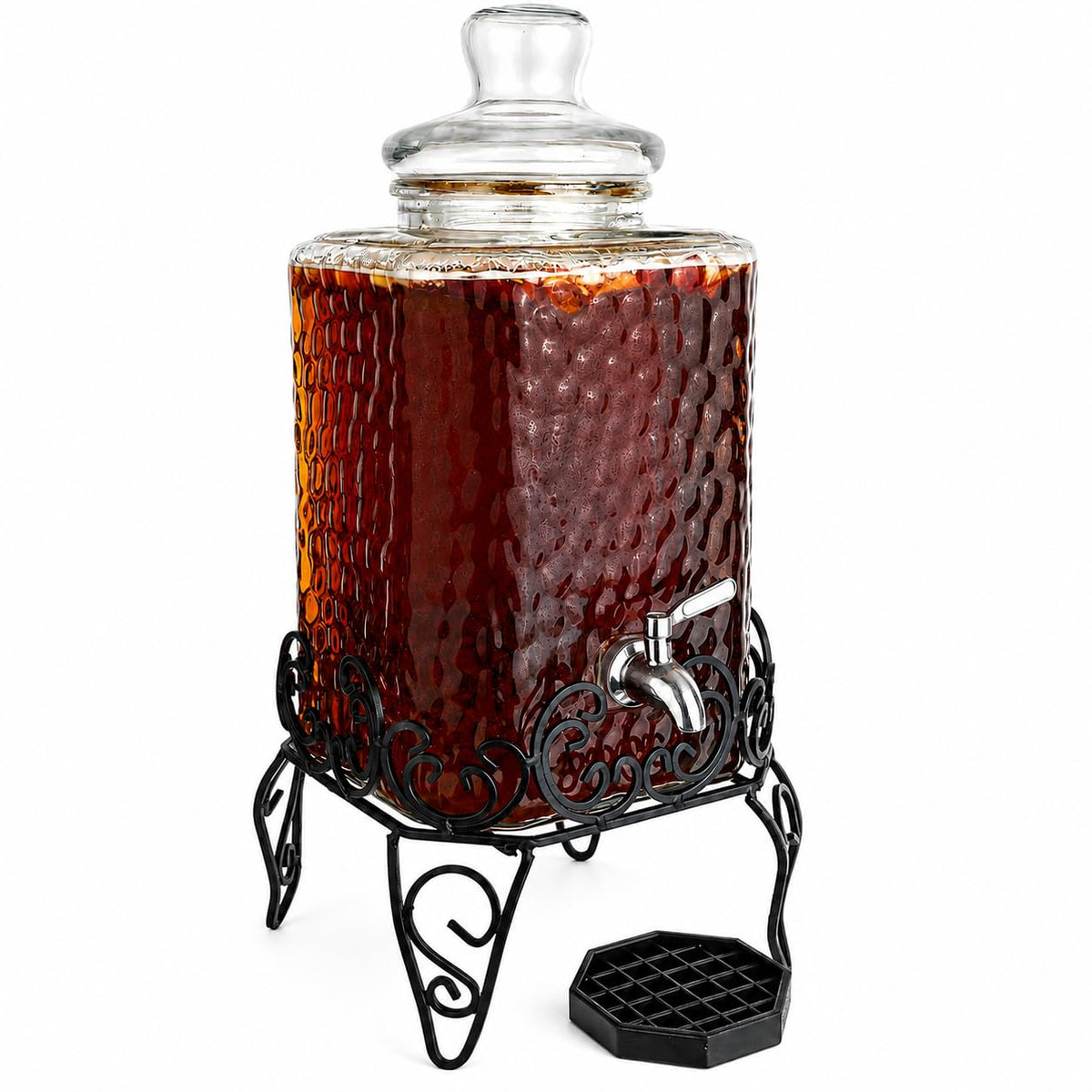 2.5 Gallon Glass Beverage Dispenser with Stand and Stainless Steel Spigot R9308