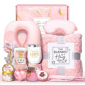Spa Gifts Basket with Flannel Blanket and Traveling Pillow O619
