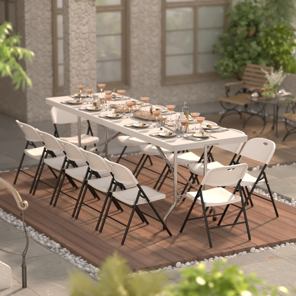 Heavy Duty Plastic Folding Chair with Steel Frame, White, 16 Pack N910368