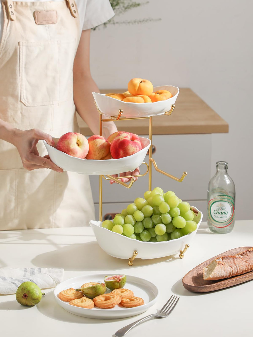 3 Tier White Ceramic Fruit Bowl L159