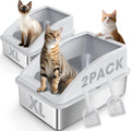 XL Enclosed High Sided Stainless Steel Cat Litter Box with Lid D533844