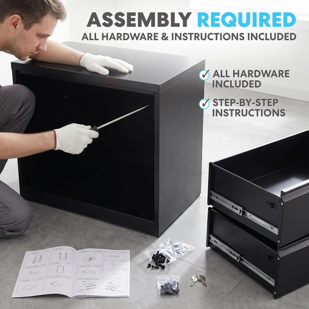 4 Drawer Black Metal File Cabinet with Lock W983