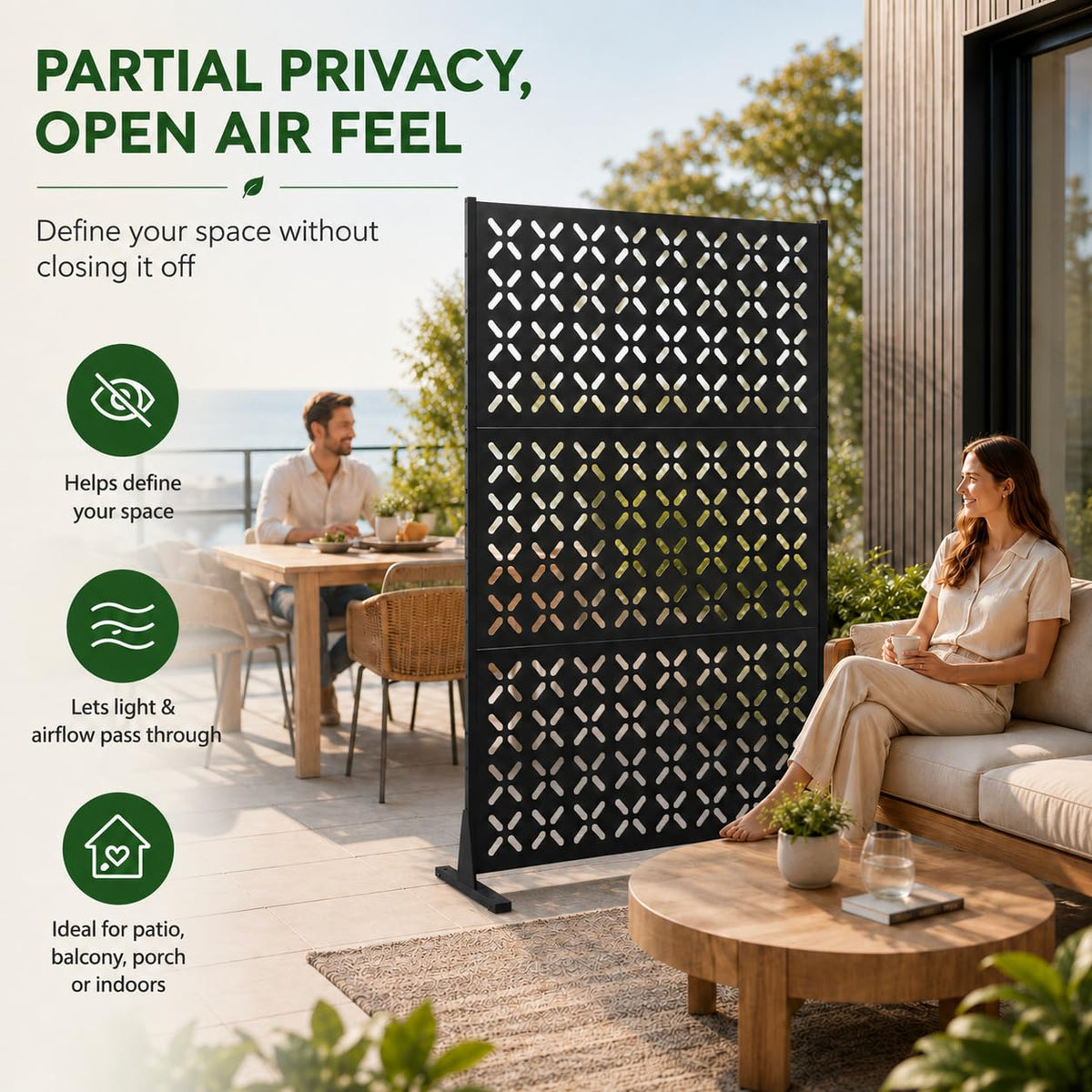72" Decorative Metal Outdoor Privacy Fence Screen M3457