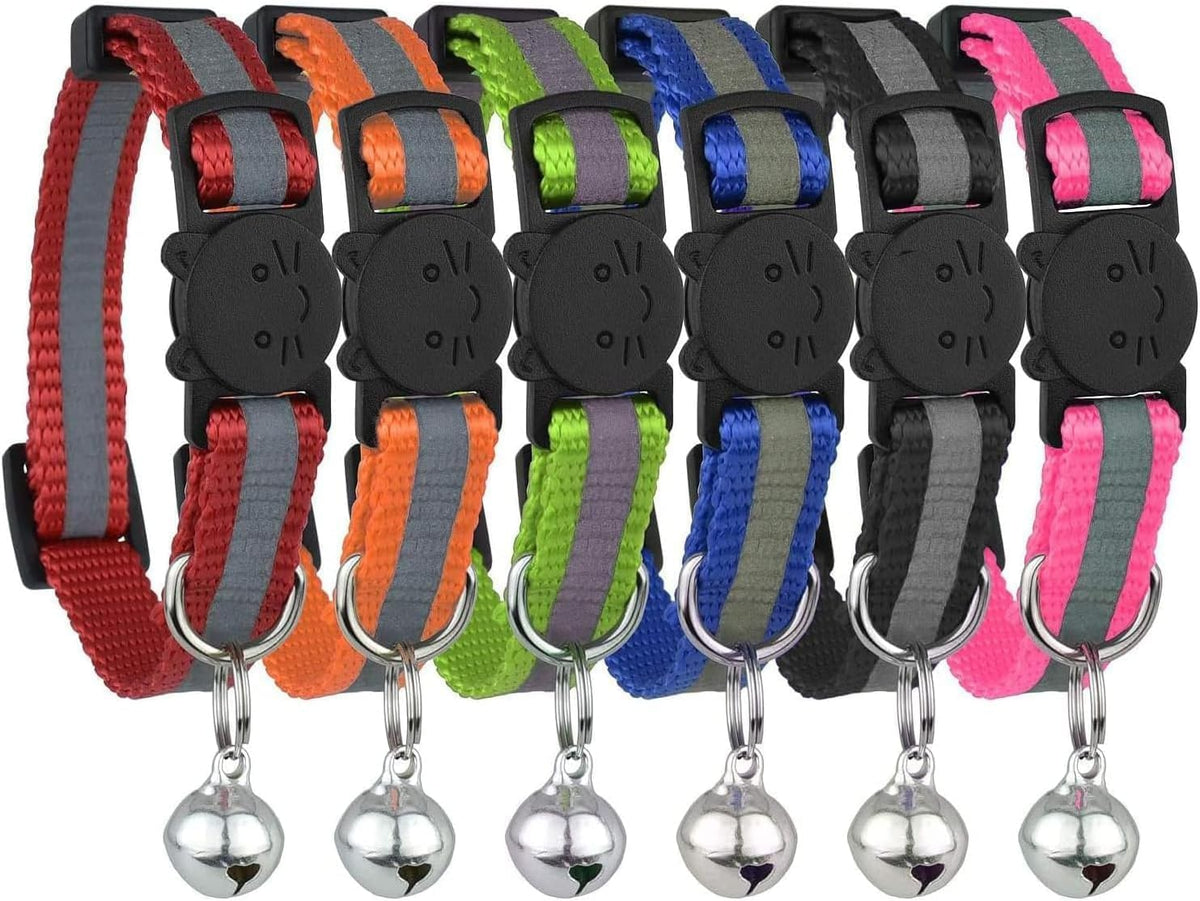 Reflective Nylon Cat Collar with Bell, Set of 6 C19545