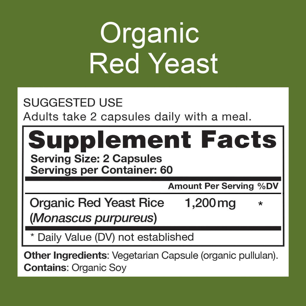Organic Red Yeast Rice Supplement, 120 Capsules E842