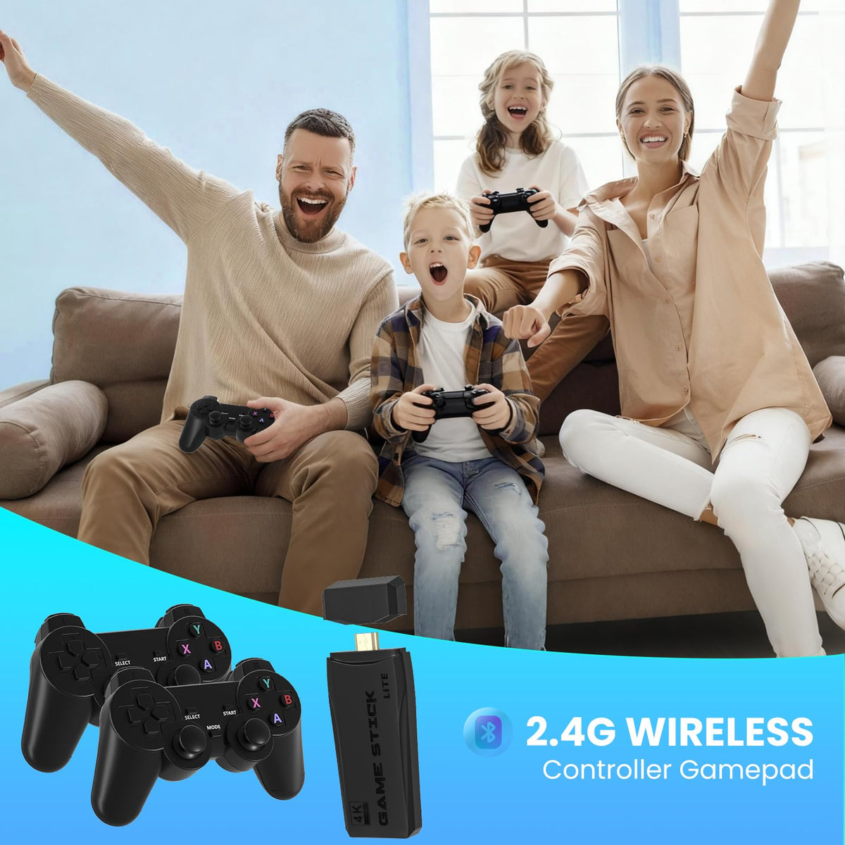 Retro Game Console with 2.4G Wireless Controllers H85689