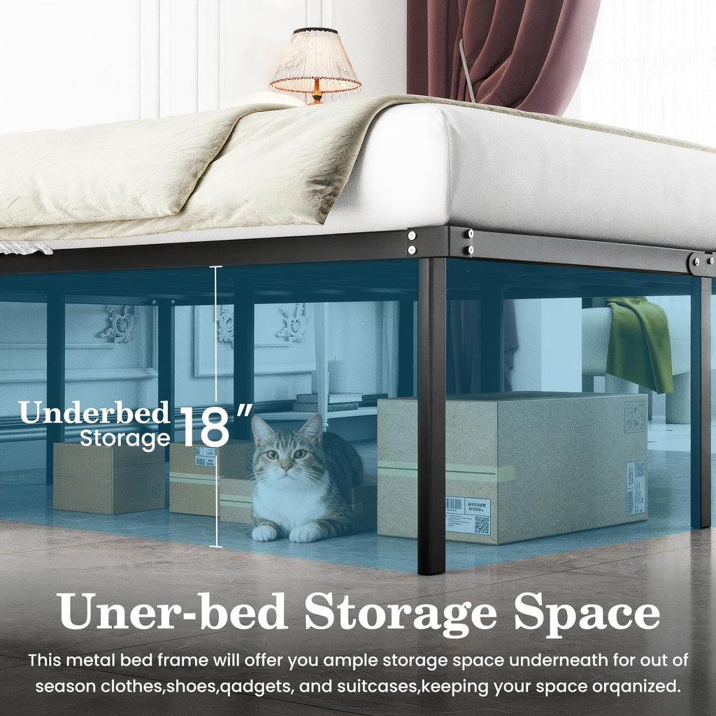 Queen 18 Inch Heavy Duty Metal Platform Bed Frame with Under Bed Storage P224083