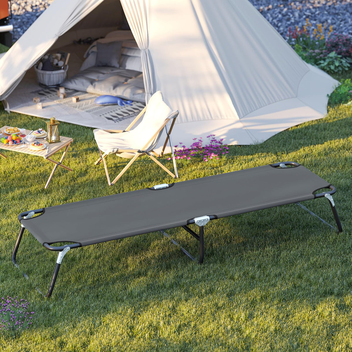 Folding Camping Cot Portable Ultralight Compact Sleeping Cot Bed Oxford Fabric Z16664