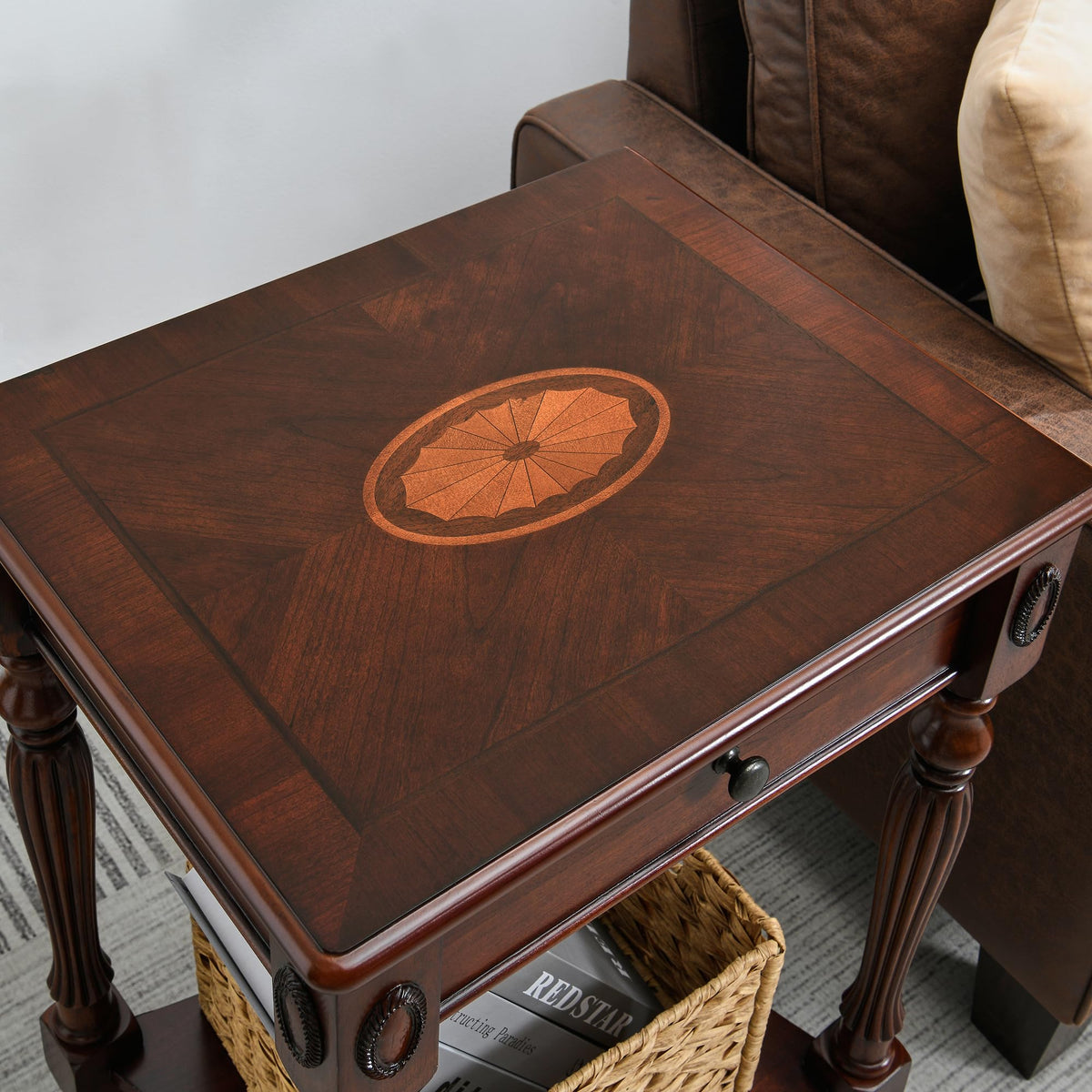 Solid Wood Side Table with Drawer and Storage Shelf G426232