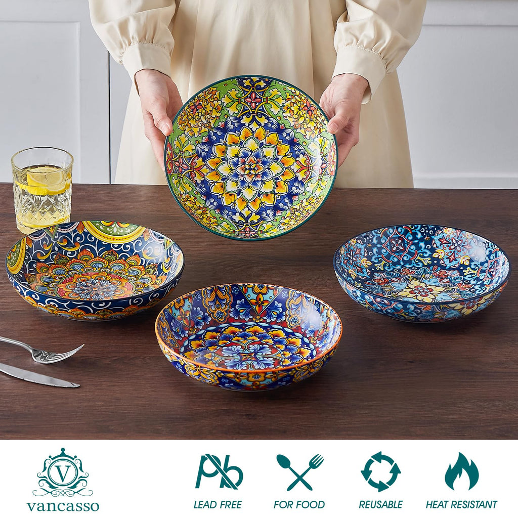 42 oz Ceramic Pasta Bowls Set of 4 W7509