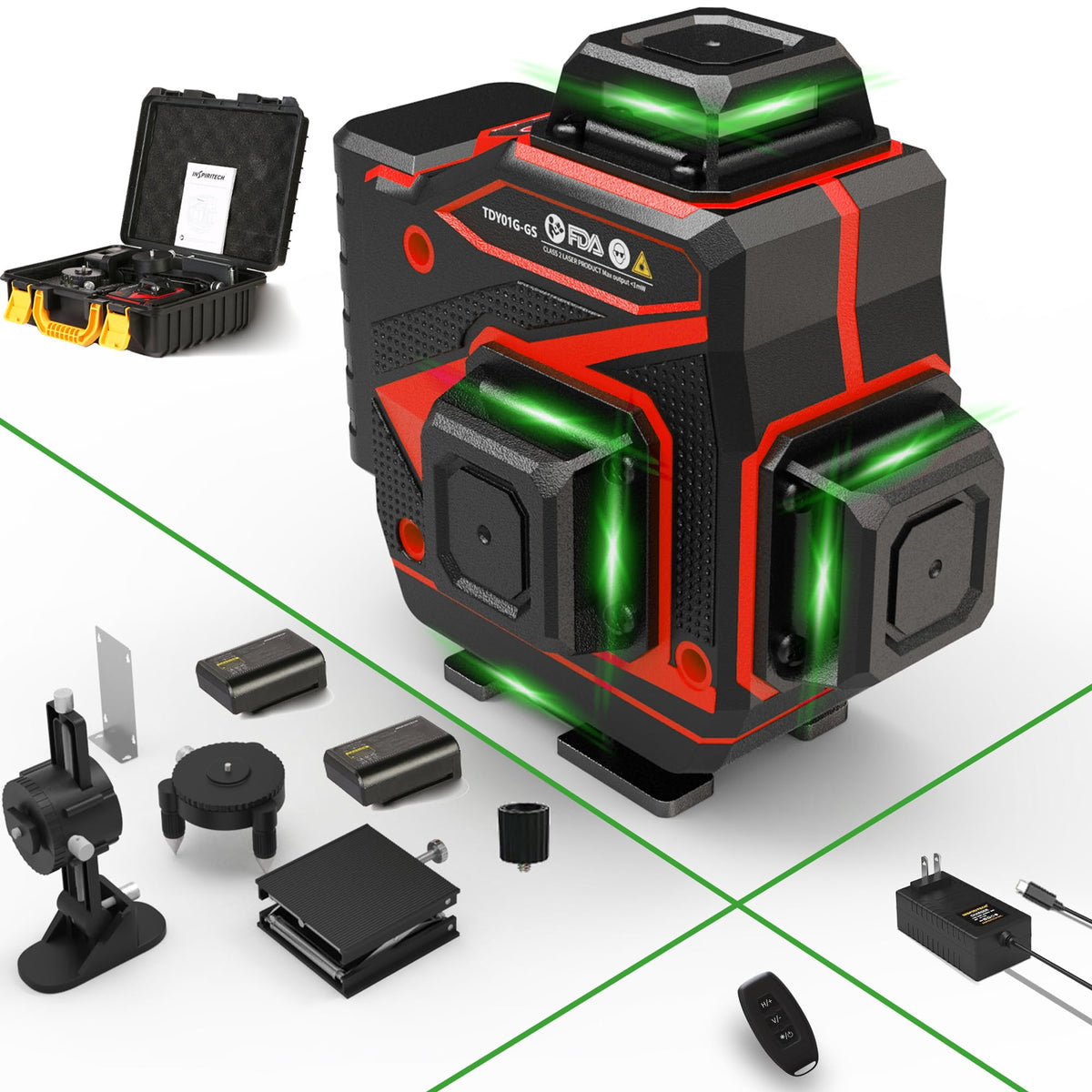 360 Self Leveling Green Beam Cross Line Laser Level J7298