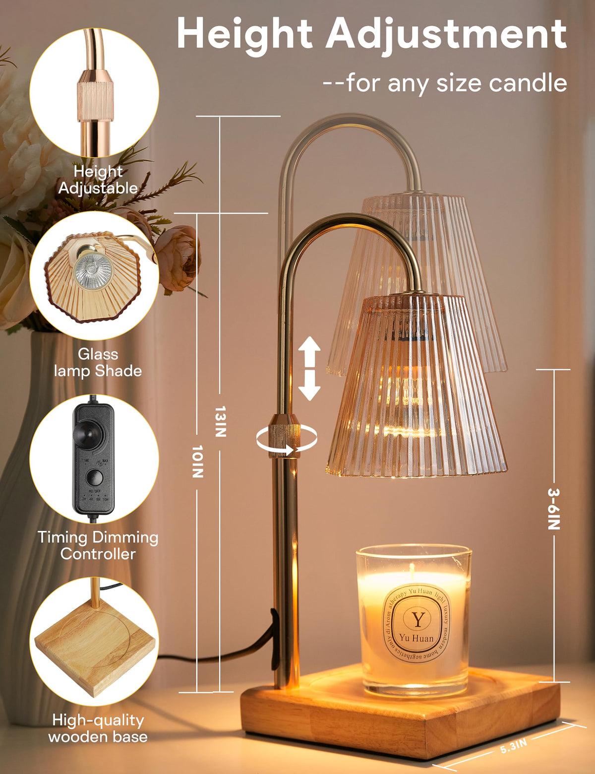 Candle Warmer Lamp Gold E882