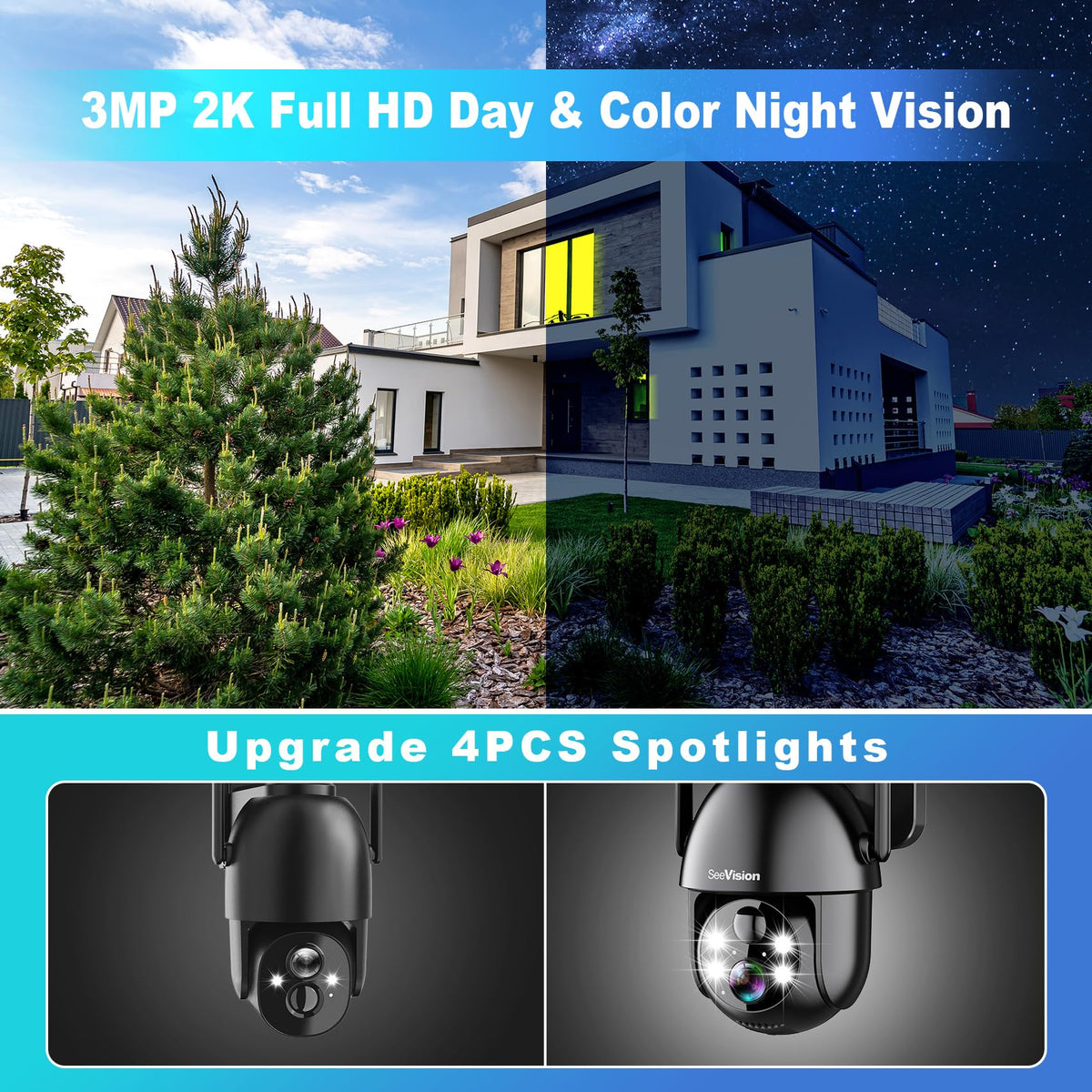 2K PTZ Wireless Security Camera with Spotlight E886