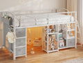 Twin Low Loft Bed with Storage Drawers and LED Lights P6335