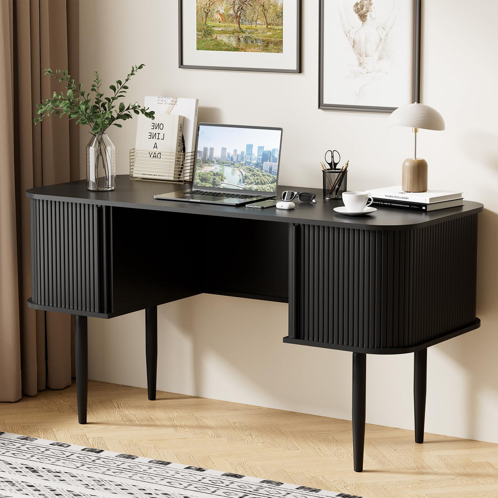 55" Black Wood Writing Desk R319674