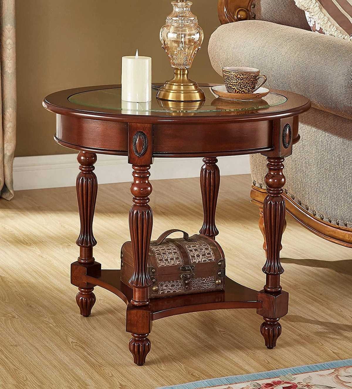Solid Wood Oval End Table A264