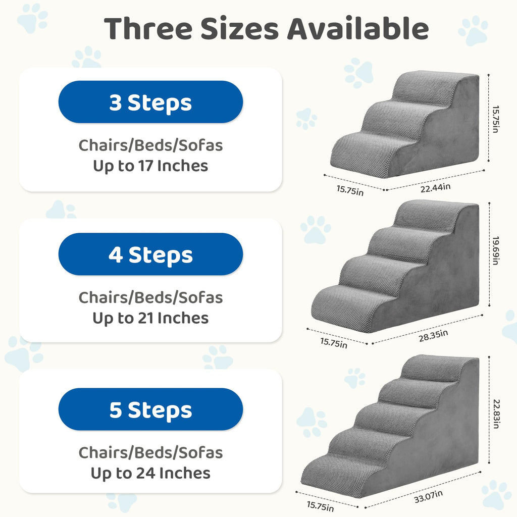Grey 4-Step Curved Pet Dog Stairs C21884