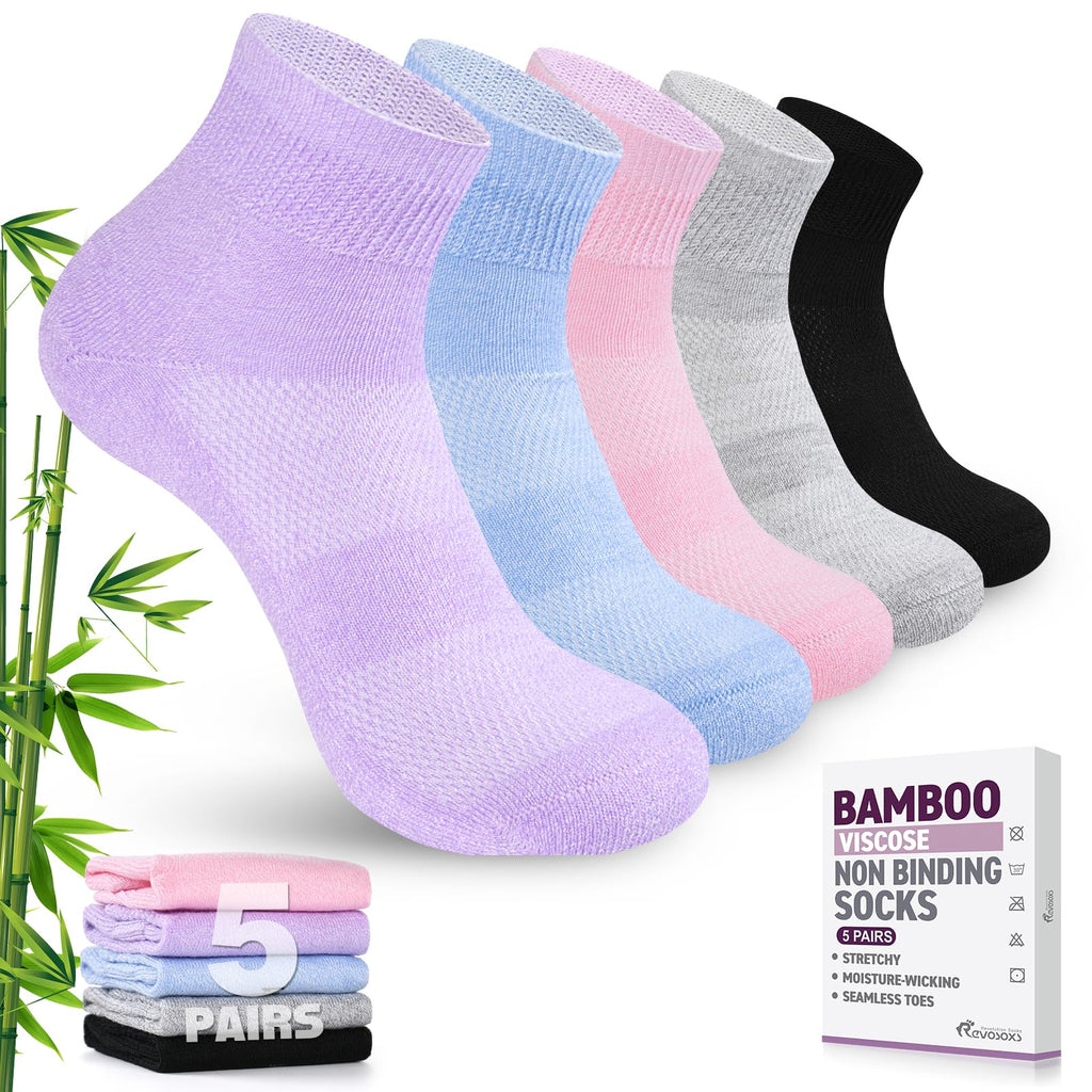 5 Pairs Non Binding Wide Stretchy Ankle Socks N834146